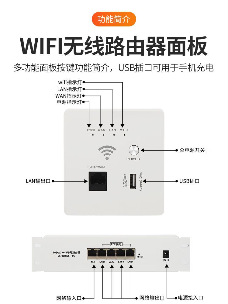 小米有品嵌入式无线一体墙壁路由器 智能家居网络新选择